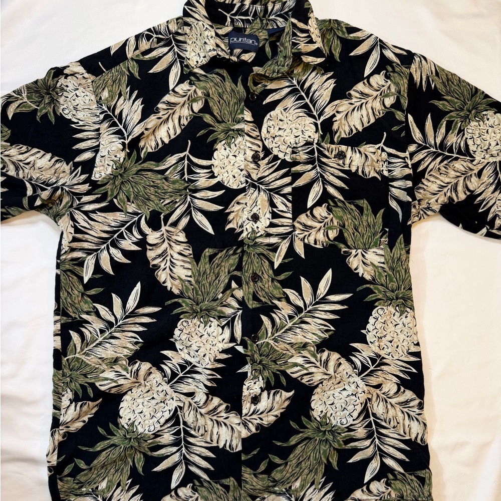Men’s Puritan size small black Hawaiian shirt - Picture 2 of 4